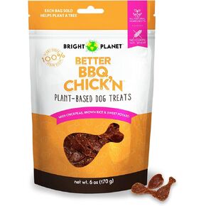 Bright Planet Pet | Better Bac'n Plant-Based Vegan Dog Treats - 6oz | Sustainable Natural Clean Label Hypoallergenic Allergy-Friendly | Low-Calorie Soft Veggie Dog Treats | Made in USA