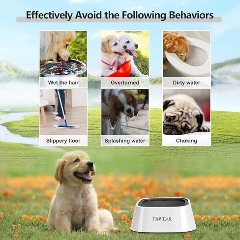 Dog Water Bowl, Splash-Free, No Spill, Anti-Choking Dog Bowl, Vehicle Carried Pet Water Bowl for Dog, Cat, Puppy, Kitty, 1.5L Large Capacity (Grey) in Kuwait