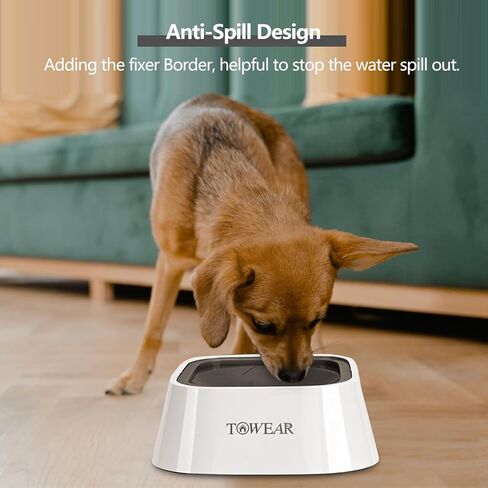 Dog Water Bowl, Splash-Free, No Spill, Anti-Choking Dog Bowl, Vehicle Carried Pet Water Bowl for Dog, Cat, Puppy, Kitty, 1.5L Large Capacity (Grey) in Kuwait