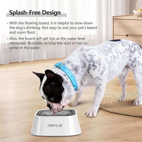 Dog Water Bowl, Splash-Free, No Spill, Anti-Choking Dog Bowl, Vehicle Carried Pet Water Bowl for Dog, Cat, Puppy, Kitty, 1.5L Large Capacity (Grey) in Kuwait