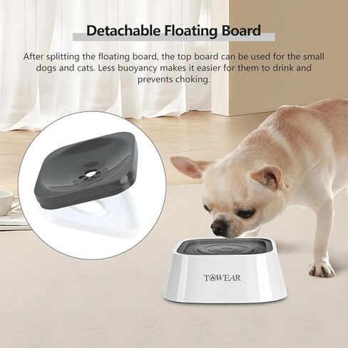 Dog Water Bowl, Splash-Free, No Spill, Anti-Choking Dog Bowl, Vehicle Carried Pet Water Bowl for Dog, Cat, Puppy, Kitty, 1.5L Large Capacity (Grey) in Kuwait