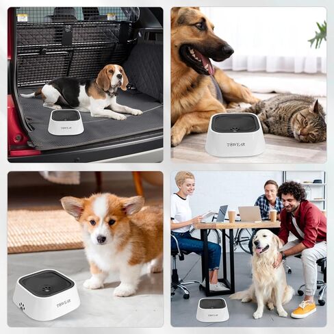 Dog Water Bowl, Splash-Free, No Spill, Anti-Choking Dog Bowl, Vehicle Carried Pet Water Bowl for Dog, Cat, Puppy, Kitty, 1.5L Large Capacity (Grey) in Kuwait