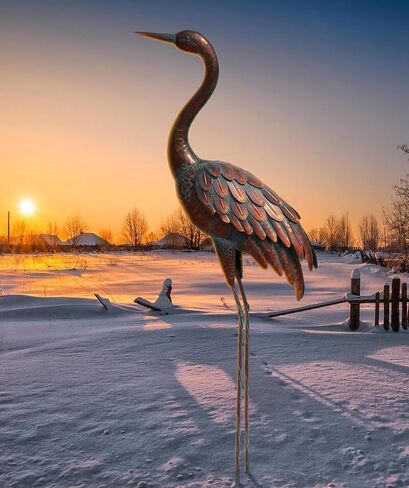 chisheen Outdoor Garden Crane Statues and Sculptures Metal Yard Art Statue for Garden Decoration Large Size in Saudi Arabia