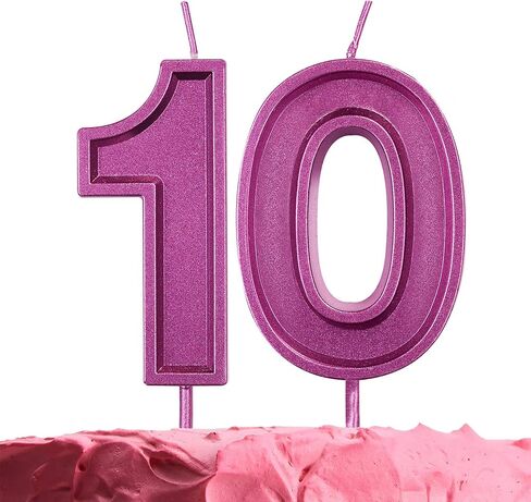 احصل على شمعة عيد ميلاد رقم 10 - شمعة أرجوانية رقم 10 على العصي - شموع أرقام لحفلات أعياد الميلاد وحفلات الزفاف - شمعة عيد الميلاد العاشر لتزيين الكيك - شمعة أرجوانية رقم 10 in Saudi Arabia