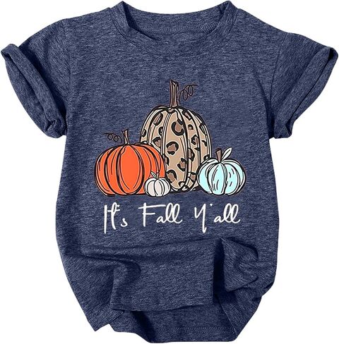 It's Fall Y'all Shirts Toddler Boys Girls Halloween Thanksgiving Pumpkin T-Shirt Cute Graphic Fall Tees Tops in Kuwait