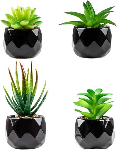 Canirologas 4pcs Succulents Artificial Plants in Pots Small Fake Plants Mini Artificial Greenery for Home Bathroom Desk Office Indoor Room Farmhouse Decorations in Saudi Arabia