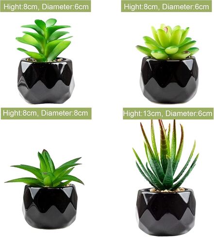Canirologas 4pcs Succulents Artificial Plants in Pots Small Fake Plants Mini Artificial Greenery for Home Bathroom Desk Office Indoor Room Farmhouse Decorations in Saudi Arabia