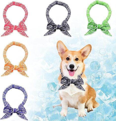 5 Pack Dog Cooling Bandanas, Cooling Bandana for Dogs and Other Pets, Ice Crystals Dog Cooling Collar for Fast Cooling, Cooling Dog Bandana Summer Indoor Outdoor in Kuwait