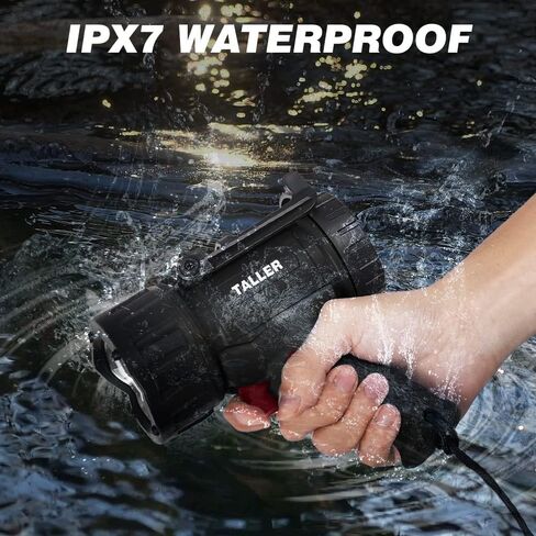 Taller Upgraded Rechargeable Spotlight Outdoor, Super Bright 10000mAh Hand Held Work Lights Flashlight Warning Lamp, IPX7 Waterproof Lightweight LED Spotlight for Boat Camping, Hunting - Black in Saudi Arabia