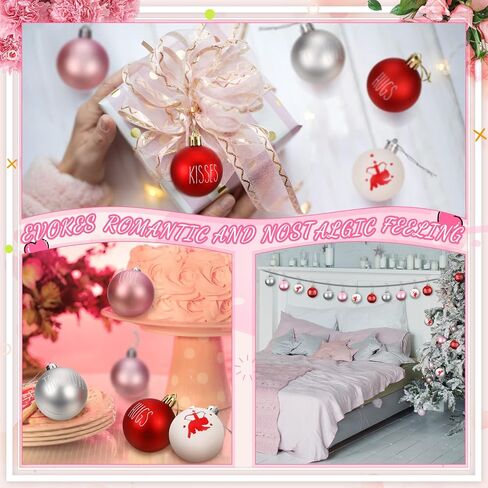 12 Pieces Valentine's Day Ball Ornaments Valentine Ornament Hanging Ball Ornaments for Valentine's Day Decoration Valentine Decorative Supplies for Party in Saudi Arabia