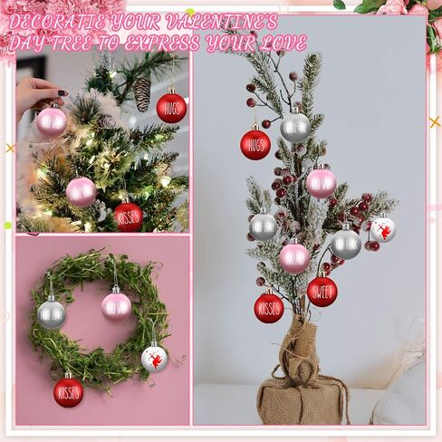 12 Pieces Valentine's Day Ball Ornaments Valentine Ornament Hanging Ball Ornaments for Valentine's Day Decoration Valentine Decorative Supplies for Party in Saudi Arabia