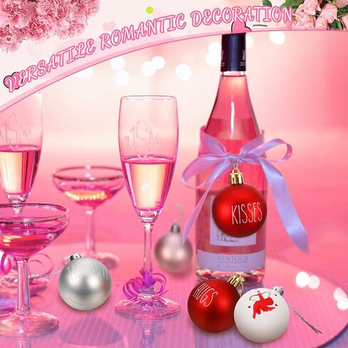 12 Pieces Valentine's Day Ball Ornaments Valentine Ornament Hanging Ball Ornaments for Valentine's Day Decoration Valentine Decorative Supplies for Party in Saudi Arabia