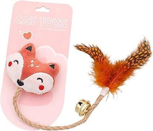 BWESOO Pink Foxes Interactive Toys for Cats, Play Cat Toy Cat Toy Bell Design Anti-Scratch Linen Rope Cat Catnip Plush Toy for Indoor Cat and Kitten Exercise - Foxes Catnip Toys in Saudi Arabia