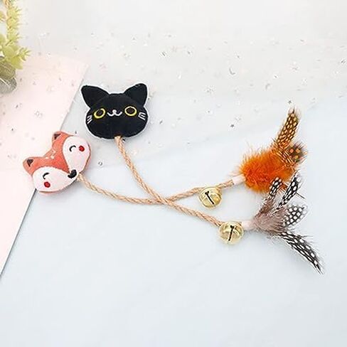 BWESOO Pink Foxes Interactive Toys for Cats, Play Cat Toy Cat Toy Bell Design Anti-Scratch Linen Rope Cat Catnip Plush Toy for Indoor Cat and Kitten Exercise - Foxes Catnip Toys in Saudi Arabia