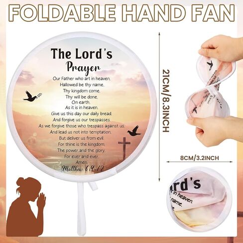 Tradder 50 Pcs Christian Religious Church Fans Folding Hand Fans Wedding Fans for Guests Decorative Foldable Collapsible Hand Fan for Women Outdoor Church Services Summer Christian Gifts (Classic) in Saudi Arabia