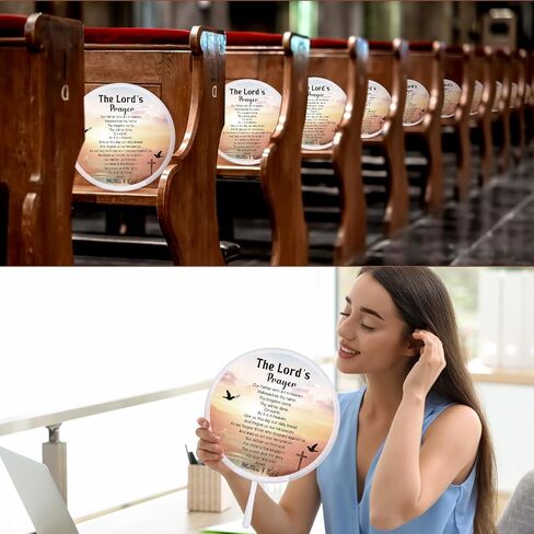 Tradder 50 Pcs Christian Religious Church Fans Folding Hand Fans Wedding Fans for Guests Decorative Foldable Collapsible Hand Fan for Women Outdoor Church Services Summer Christian Gifts (Classic) in Saudi Arabia