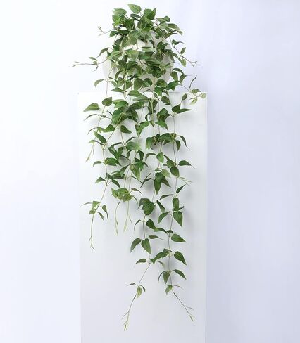 اني اند باندا نباتات صناعية معلقة من اللبلاب بوعاء من قطعتين، نباتات بلاستيكية مزيفة بطول 51 انش، مسار طويل، نباتات صناعية صغيرة معلقة، اوراق شجر خضراء لديكور الزفاف والمكتب والمنزل والاماكن الداخلية in Kuwait
