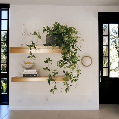 اني اند باندا نباتات صناعية معلقة من اللبلاب بوعاء من قطعتين، نباتات بلاستيكية مزيفة بطول 51 انش، مسار طويل، نباتات صناعية صغيرة معلقة، اوراق شجر خضراء لديكور الزفاف والمكتب والمنزل والاماكن الداخلية in Kuwait