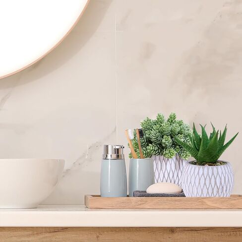 Winlyn 3 Pcs Small Faux Potted Plants Artificial Aloe Hops String of Pearls Succulents Plants in Gray Geometric Concrete Pots for Indoor Outdoor Greenery Shelf Home Bathroom Office Desk Tabletop Décor in Saudi Arabia