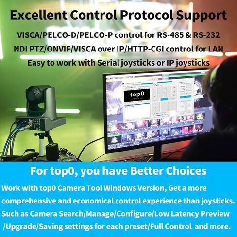 top0 NDI PTZ Camera,3G-SDI&HDMI&IP,1080P60fps,30X Optical Zoom,Live Streaming for Events/Video Production/Church/Boradcast Service (30X-Space Gray) in Saudi Arabia