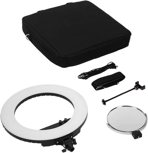 Fotodiox Selfie Starlite Vlog Pro Light - Black 18in Bi-Color Dimmable LED Ring Light for Portrait, Photography, Makeup, YouTube, Live Streaming Video; Includes Light, Phone Clamp and Vanity Mirror in Saudi Arabia