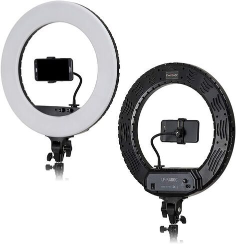 Fotodiox Selfie Starlite Vlog Pro Light - Black 18in Bi-Color Dimmable LED Ring Light for Portrait, Photography, Makeup, YouTube, Live Streaming Video; Includes Light, Phone Clamp and Vanity Mirror in Saudi Arabia