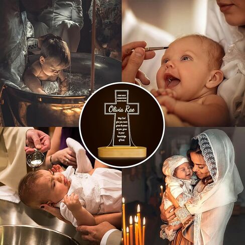 هدايا المناولة الأولى للفتيات من عمونيت، مصباح خشبي متقاطع مصباح إضاءة ليلي مبتكر للأطفال، مصباح تزيين USB طاقة معمودية هدية منزل هدية تدفئة للعرابين هدايا للمعمودية in Kuwait