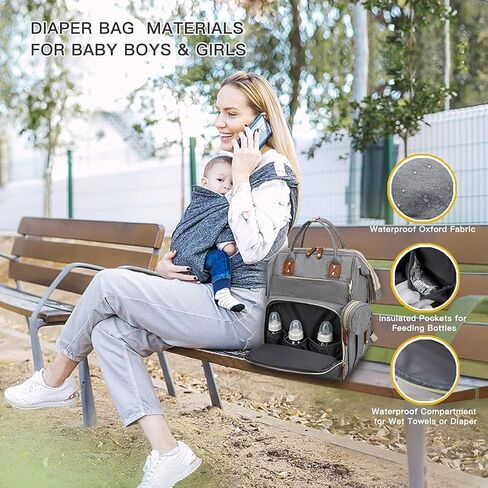 Axcone Baby Diaper Bag Backpack with Changing Pads mommy Bags Boys Girl Unisex Multifunction Travel Baby in Saudi Arabia