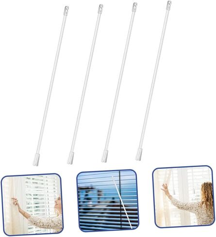 4 قطع من RUNROTOO قطع غيار ستائر عمودية من عصا الستائر الرأسية، قضيب أعمى من البندقية مع خطاف وقبضة فتاحة ستائر بلاستيكية in Kuwait