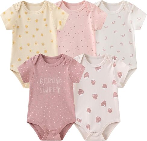 JELYLOVE Unisex 5-Pack Baby Boy Girl Bodysuits New Born Boy Girl Clothing | classic & stylish,easy to mix & match,100%cotton fabric,everyday wear,easy diaper changes,perfect for new parents in Saudi Arabia