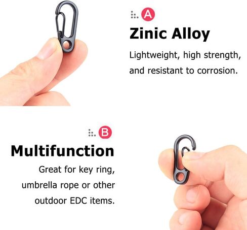 20 قطعة من حلقات تثبيت SF مع 20 حلقة مفاتيح، خطاف إطباقي على الظهر مع سلسلة مفاتيح مسطحة - أسود، رمادي، فضي in Kuwait