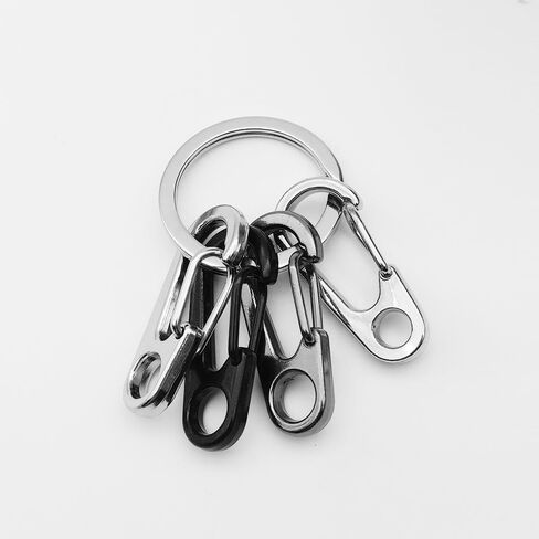 20 قطعة من حلقات تثبيت SF مع 20 حلقة مفاتيح، خطاف إطباقي على الظهر مع سلسلة مفاتيح مسطحة - أسود، رمادي، فضي in Kuwait