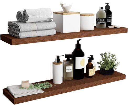 WELLAND Allen 8" Deep Floating Shelves Set of 2 Reclaimed Wood Wall Shelf Rustic Pine Wall Mount Shelf (Set of 2, 24 inch) in Saudi Arabia
