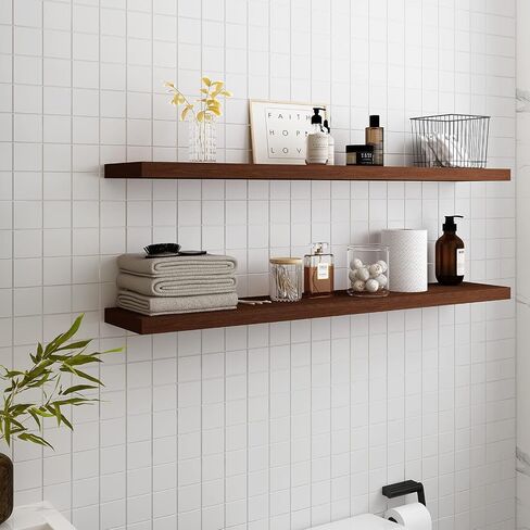 WELLAND Allen 8" Deep Floating Shelves Set of 2 Reclaimed Wood Wall Shelf Rustic Pine Wall Mount Shelf (Set of 2, 24 inch) in Saudi Arabia
