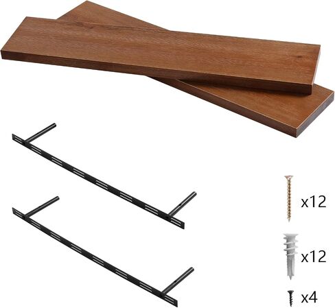 WELLAND Allen 8" Deep Floating Shelves Set of 2 Reclaimed Wood Wall Shelf Rustic Pine Wall Mount Shelf (Set of 2, 24 inch) in Saudi Arabia