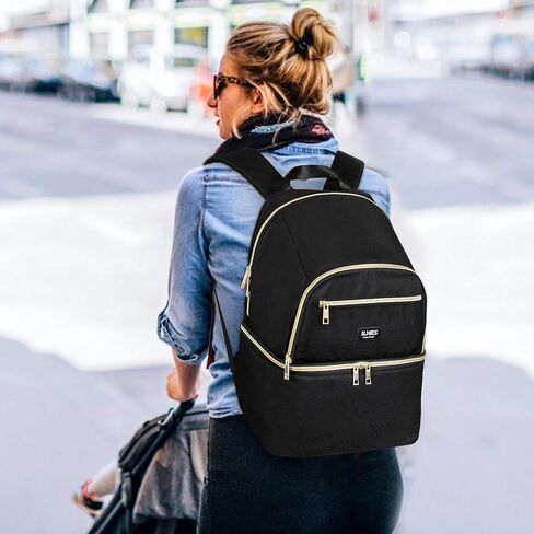 حقيبة ظهر مضخة الثدي مع حجرة تبريد لسبيكترا S1، S2، ميديلا، مضخة الثدي لانسينوه، حقيبة مبردة، زجاجات حليب الثدي، حقيبة حمل مضخة الثدي مزدوجة الطبقات للأمهات العاملات أسود XL من لونيز in Kuwait