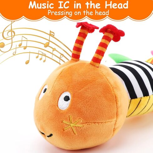 Globalstore Baby Musical Caterpillar Stuffed Animal Toys Infant Soft Plush Toy with Multi-Sensory Crinkle, Rattle & Textures for Babies 0-3-6-12+ Months Newborn Boy Girl Children X-mas Birthday Gift in Saudi Arabia