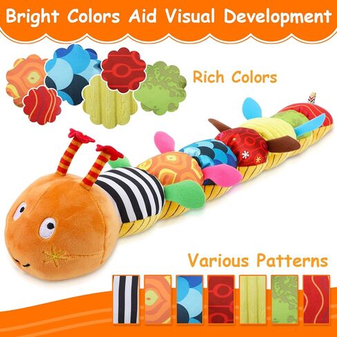Globalstore Baby Musical Caterpillar Stuffed Animal Toys Infant Soft Plush Toy with Multi-Sensory Crinkle, Rattle & Textures for Babies 0-3-6-12+ Months Newborn Boy Girl Children X-mas Birthday Gift in Saudi Arabia