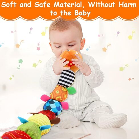 Globalstore Baby Musical Caterpillar Stuffed Animal Toys Infant Soft Plush Toy with Multi-Sensory Crinkle, Rattle & Textures for Babies 0-3-6-12+ Months Newborn Boy Girl Children X-mas Birthday Gift in Saudi Arabia
