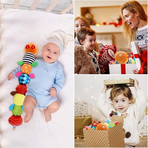 Globalstore Baby Musical Caterpillar Stuffed Animal Toys Infant Soft Plush Toy with Multi-Sensory Crinkle, Rattle & Textures for Babies 0-3-6-12+ Months Newborn Boy Girl Children X-mas Birthday Gift in Saudi Arabia