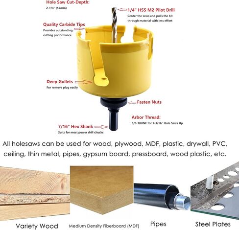 MaxTool 10-5/8" TCT Hole Saw 270mm Carbide Tipped Holesaw 2.25" Deep Cut Cutting asphalt brick concrete gypsum limestone tile wood MDF; CT00Y57R1040 in Saudi Arabia