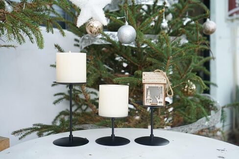 Candle Holders for Pillar Candles, Black Candle Holders Set of 6 Metal Pillar Candle Plate Dish, 3.5" Diameter Candle Stand for LED & Wax Candles, Candelabra Centerpiece for Table Decorations in Kuwait