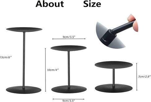 Candle Holders for Pillar Candles, Black Candle Holders Set of 6 Metal Pillar Candle Plate Dish, 3.5" Diameter Candle Stand for LED & Wax Candles, Candelabra Centerpiece for Table Decorations in Kuwait
