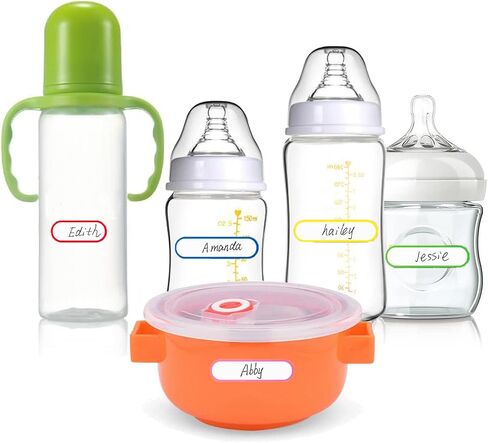 Baby Bottle Labels for Daycare, 128 PCS Waterproof Name Labels for Kids Stuff School Supplies, Self Laminating, Dishwasher Safe, Name Stickers for Sippy Cup, Plastic Water Bottle, Day Care Essentials in Saudi Arabia
