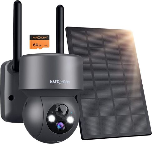 K&F Concept Solar Security Camera Wireless Outdoor, 2.4G WiFi Solar & Battery Powered Surveillance Camera, PTZ Home Security Camera with Color Night Vision & Siren/Motion Detection, 2 Way Talk in Saudi Arabia