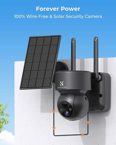 K&F Concept Solar Security Camera Wireless Outdoor, 2.4G WiFi Solar & Battery Powered Surveillance Camera, PTZ Home Security Camera with Color Night Vision & Siren/Motion Detection, 2 Way Talk in Saudi Arabia