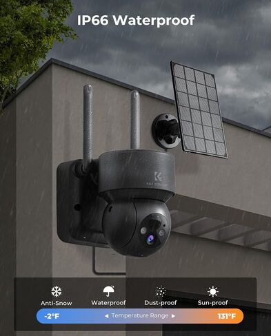K&F Concept Solar Security Camera Wireless Outdoor, 2.4G WiFi Solar & Battery Powered Surveillance Camera, PTZ Home Security Camera with Color Night Vision & Siren/Motion Detection, 2 Way Talk in Saudi Arabia