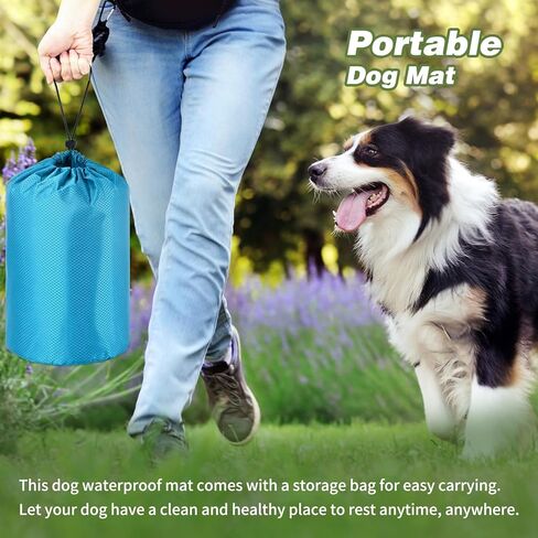 YUEPET سرير كلب خارجي مقاوم للماء مقاس 57 بوصة × 39 بوصة، سرير كلب محمول للتخييم، سهل التنظيف، بساط للكلاب أثناء السفر في الهواء الطلق للكلاب الكبيرة والمتوسطة الحجم مع حقيبة تخزين (سماوي) in Kuwait