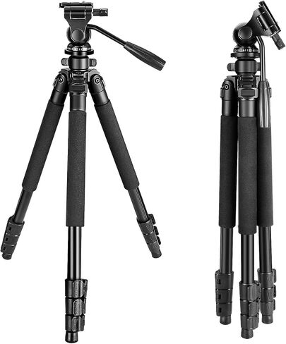 حوامل ثلاثية للكاميرا، حامل ثلاثي القوائم محمول للسفر بحجم كامل 23.4-64.5 بوصة - متوافق مع كاميرات SLR، والهواتف المحمولة، والمناظير، ونطاقات الإكتشاف، والمناظير الأحادية in Kuwait