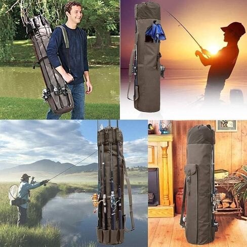 WTPXHDL Rod Pocket, Large Waterproof Rod Bag, Holds 6 Rod and Roll, Foldable Fishing Gear and Equipment, Fishing Gift for Men (Khaki) in Saudi Arabia
